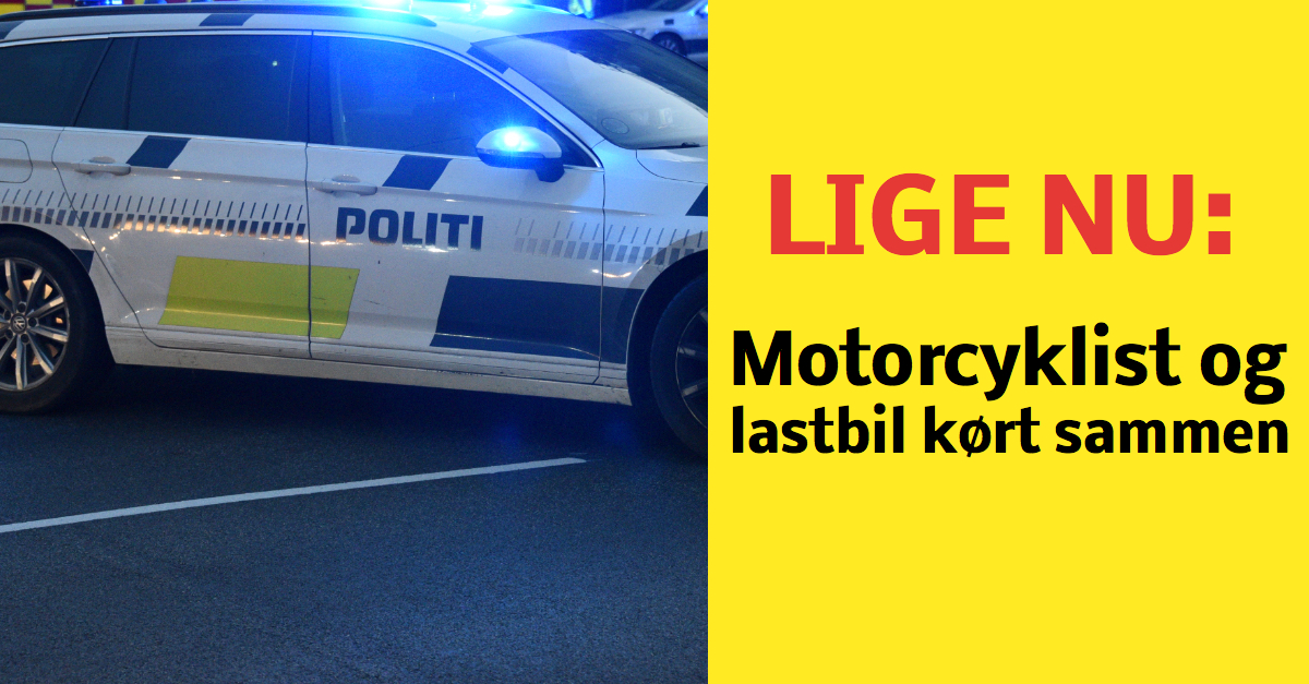 LIGE NU: Motorcyklist og lastbil kørt sammen