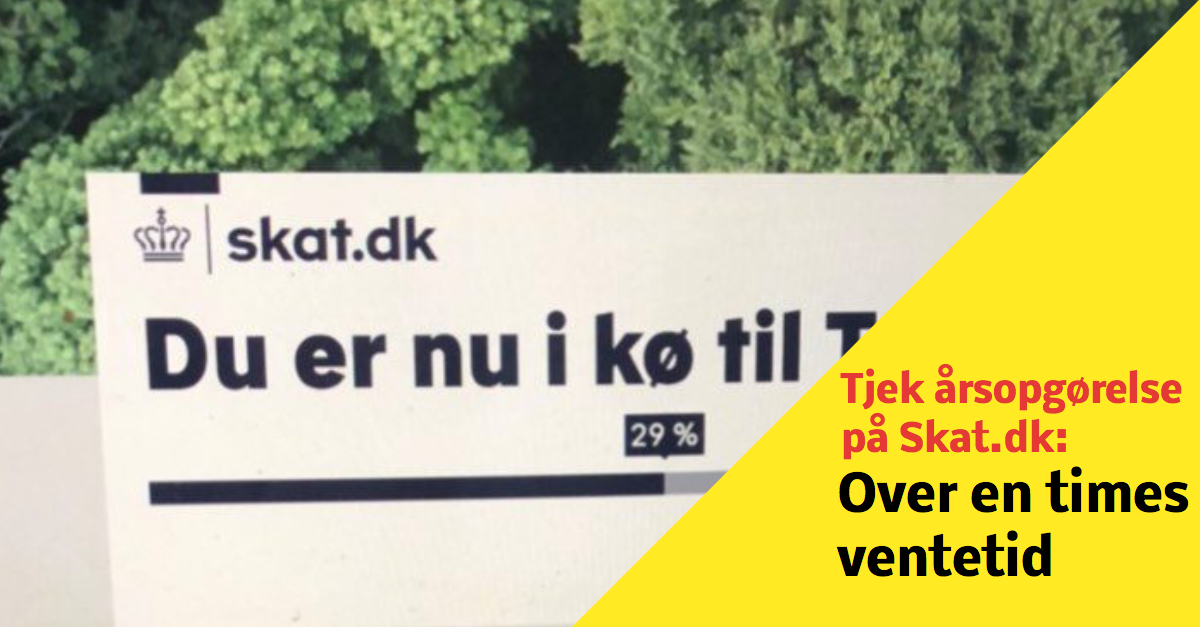Folk står i lang kø for at tjekke årsopgørelse på Skat.dk - Mere end en times kø