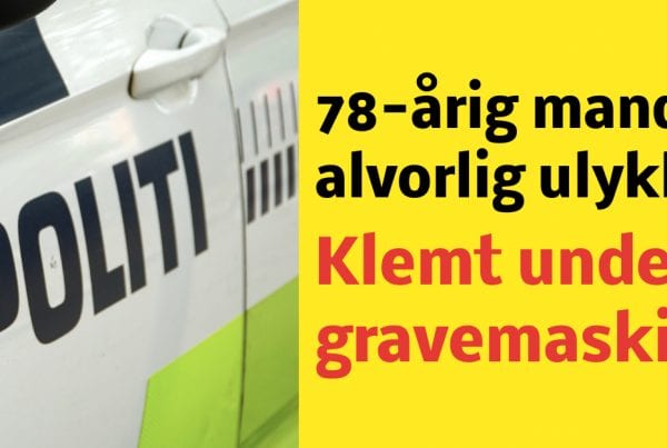 78-årig mand i alvorlig ulykke - klemt under gravemaskine