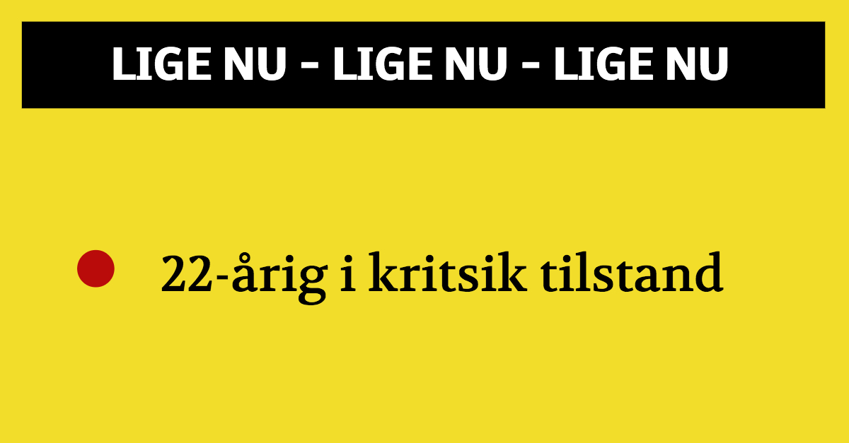 Arbejdsulykke: 22-årig ung mand i kritisk tilstand