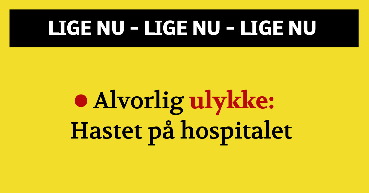 Alvorlig ulykke: Hastet på hospitalet