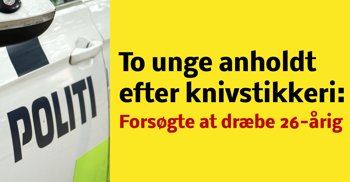 To unge anholdt efter knivstikkeri: Forsøgte at dræbe 26-årig