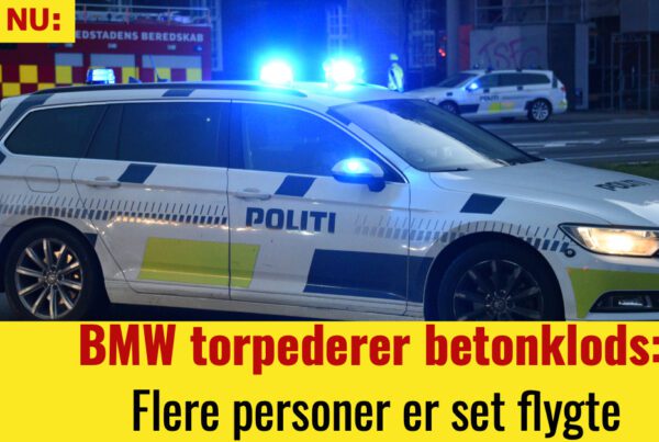 BMW torpederer betonklods: Flere personer er set flygte