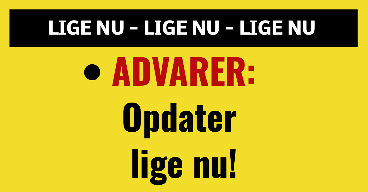 ADVARER: Opdater lige nu!