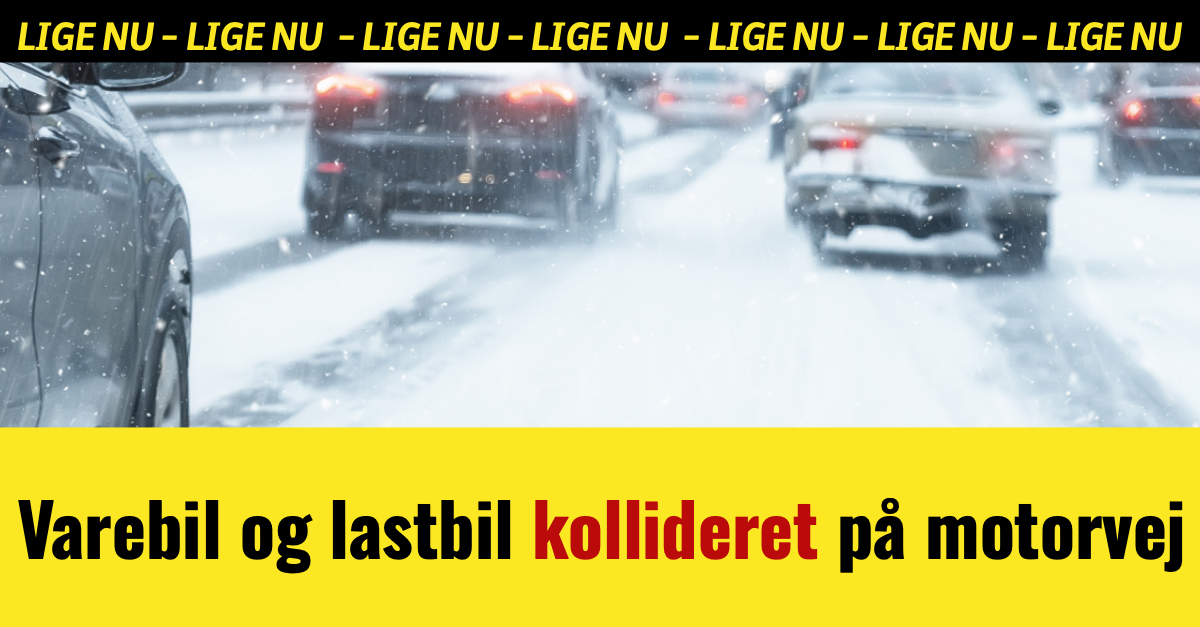 Varebil og lastbil kollideret på motorvej