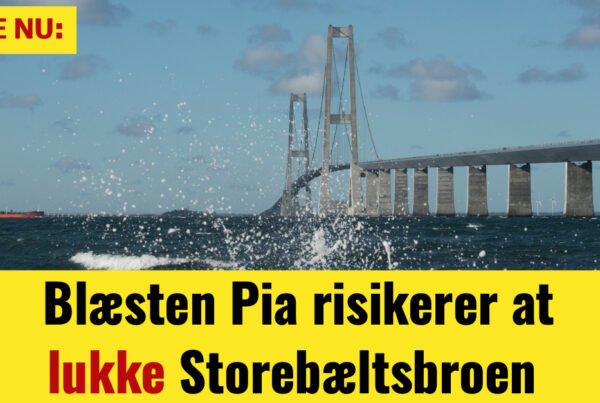 Blæsten Pia risikerer at lukke Storebæltsbroen