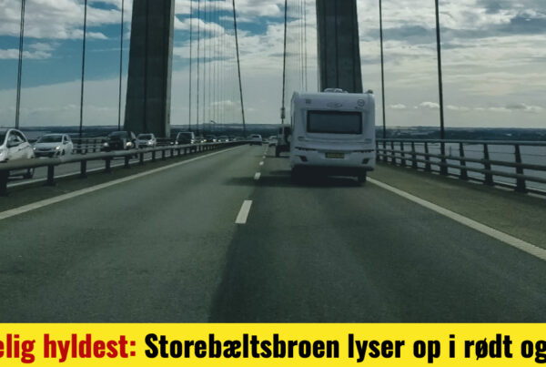 Kongelig hyldest: Storebæltsbroen lyser op i rødt og hvidt
