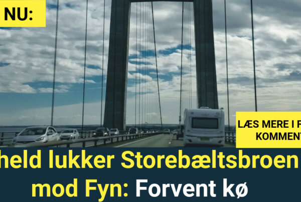 Uheld lukker Storebæltsbroen mod Fyn: Forvent kø