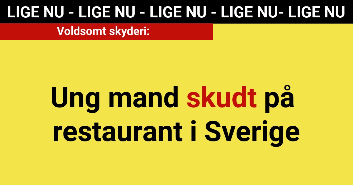 Ung mand skudt på restaurant i Sverige