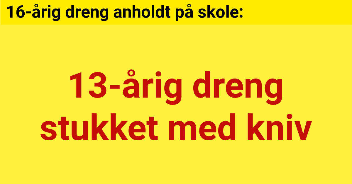 13-årig dreng stukket i armen med kniv: 16-årig dreng anholdt