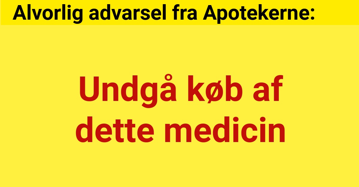 Alvorlig advarsel fra Apotekerne: