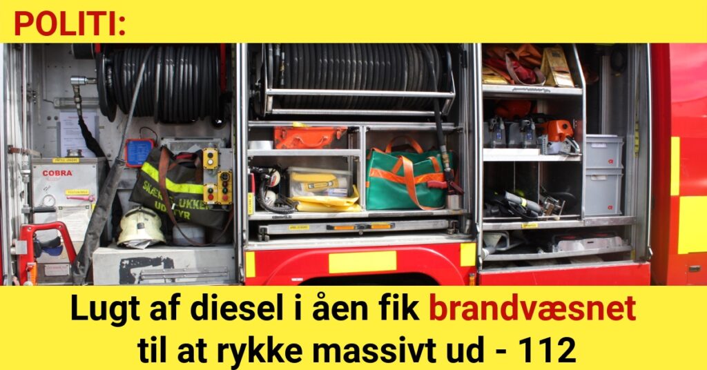 LIGE NU: Lugt af diesel i åen fik brandvæsnet til at rykke massivt ud - 112