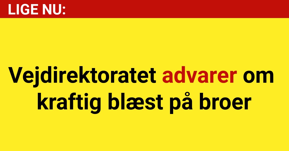 Vejdirektoratet advarer om kraftig blæst på broer