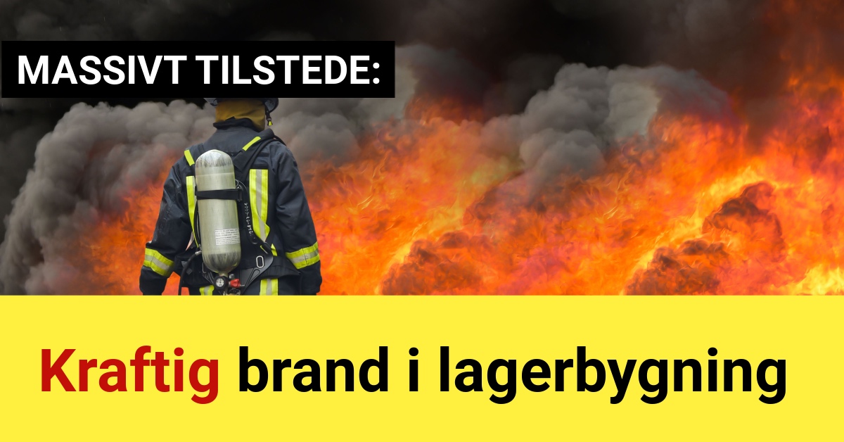 Kraftig brand i lagerbygning - 112