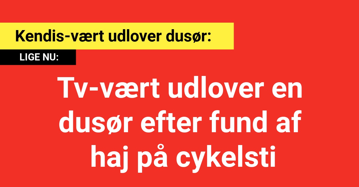 Tv-vært udlover en dusør efter fund af haj på cykelsti