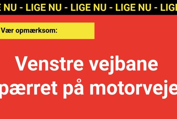 Venstre vejbane spærret på motorvejen