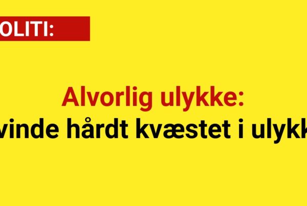 Alvorlig ulykke: Kvinde hårdt kvæstet i ulykke - 112