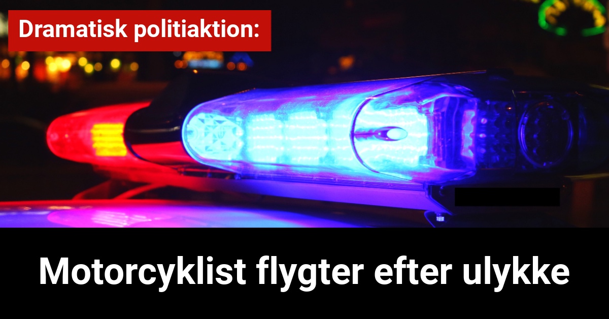 Dramatisk politiaktion: Motorcyklist flygter efter ulykke