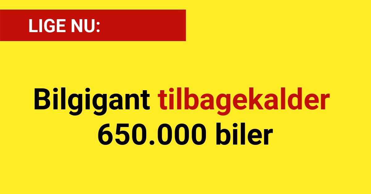 Bilgigant tilbagekalder 650.000 biler