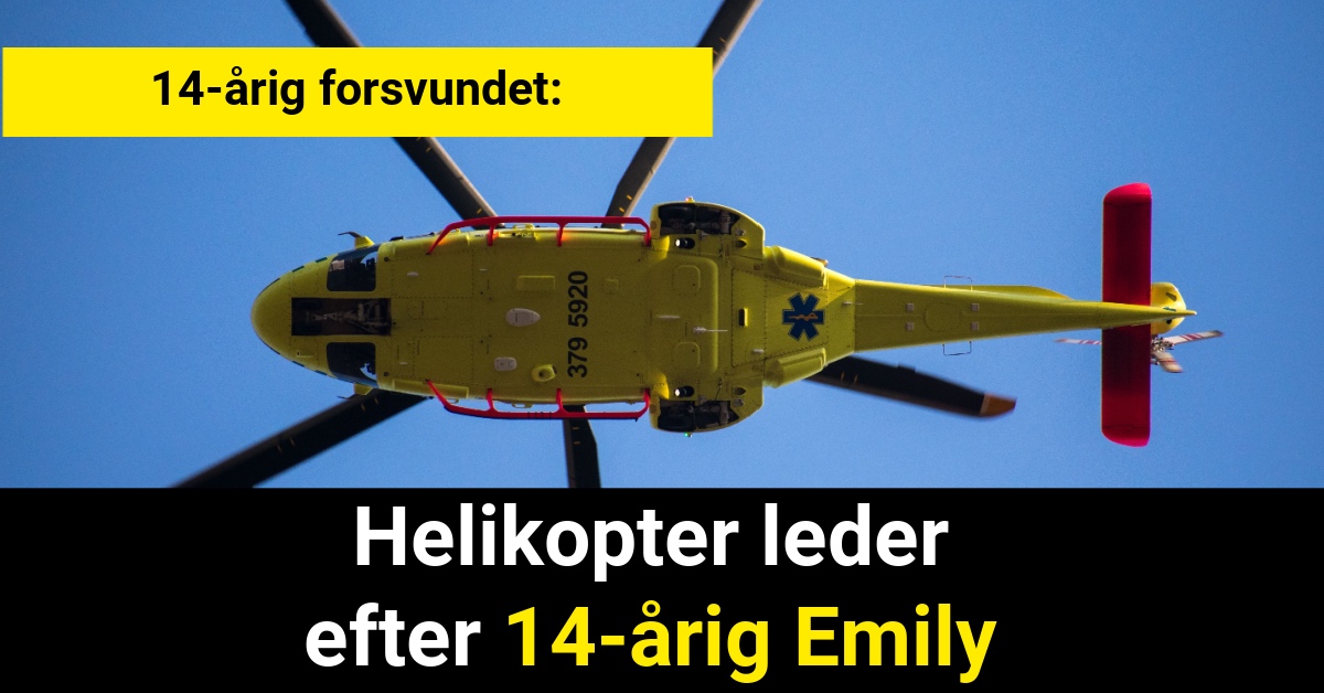 Helikopter leder efter 14-årig Emily - 112