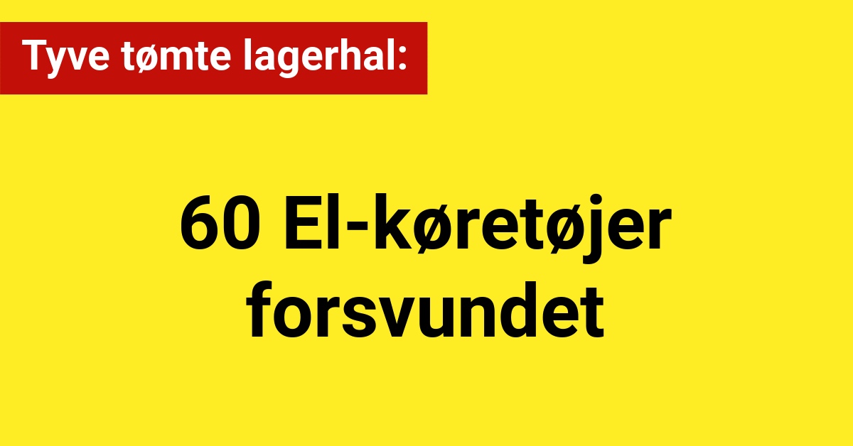 Tyve Tømte Lagerhal: 60 El-køretøjer Forsvundet