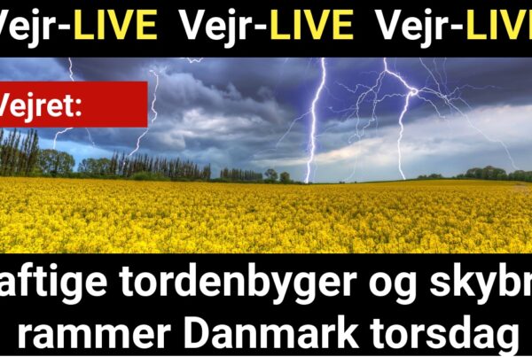 Kraftige tordenbyger og skybrud rammer Danmark torsdag