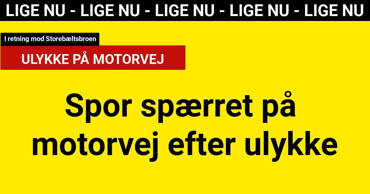 Trafikulykke mellem Nørre Aaby og Storebælt lukker venstre spor på Fynske Motorvej