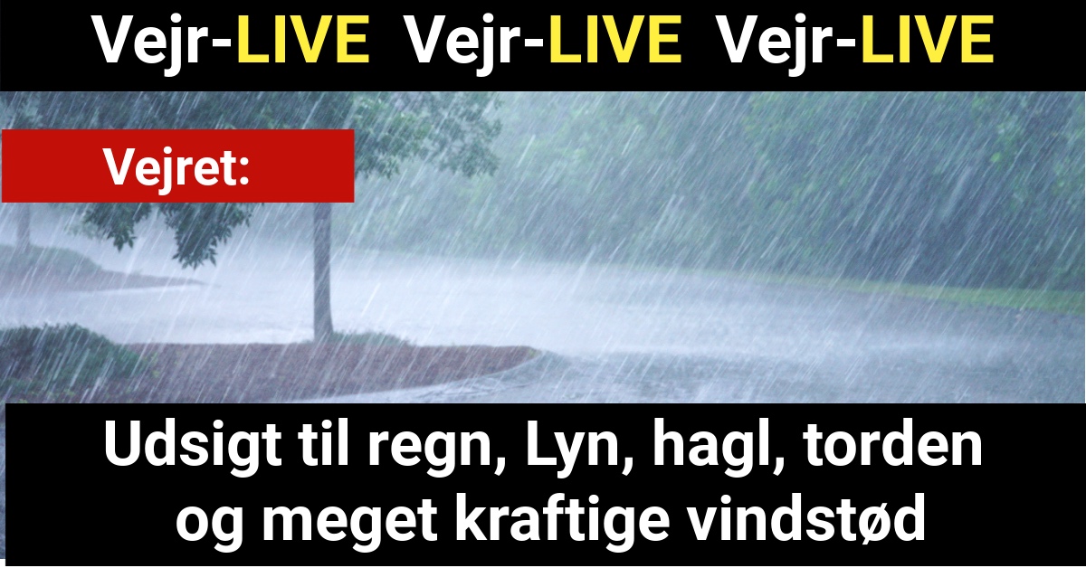 Udsigt til regn, Lyn, hagl, torden og meget kraftige vindstød