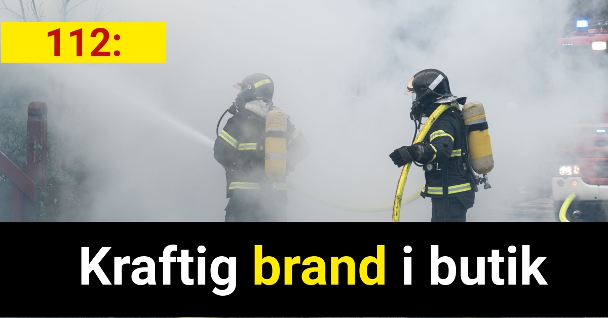 Kraftig brand i butik - 112