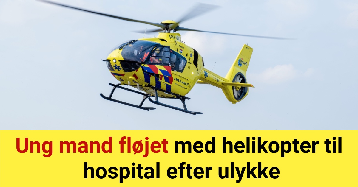 Ung mand fløjet med helikopter til hospital efter ulykke