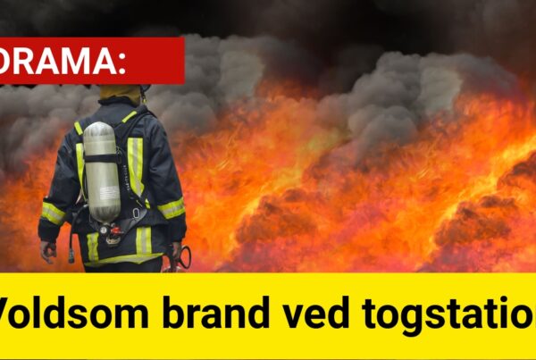Voldsom brand ved togstation