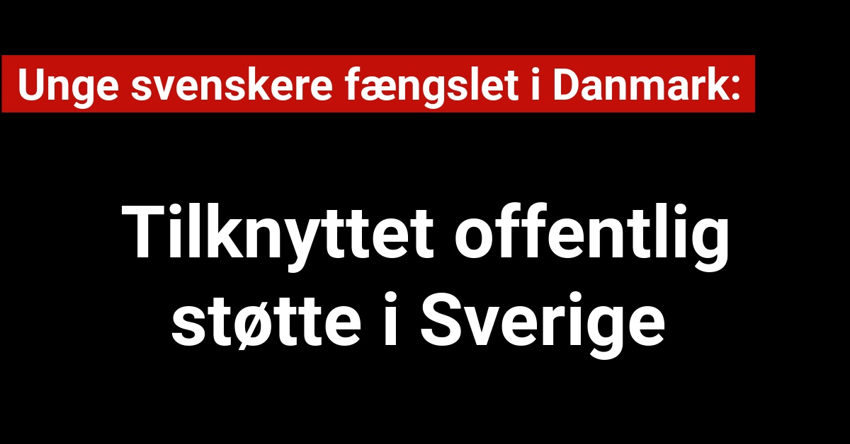 Unge svenskere fængslet i Danmark: Tilknyttet offentlig støtte i Sverige