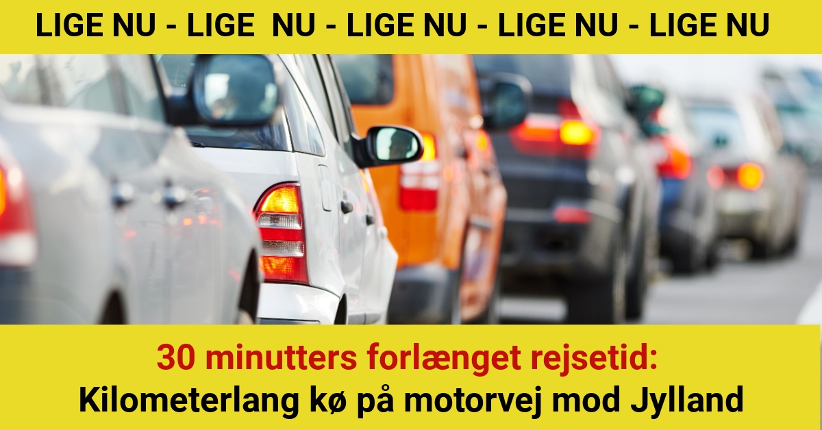 30 minutters forlænget rejsetid: Kilometerlang kø på motorvej mod Jylland