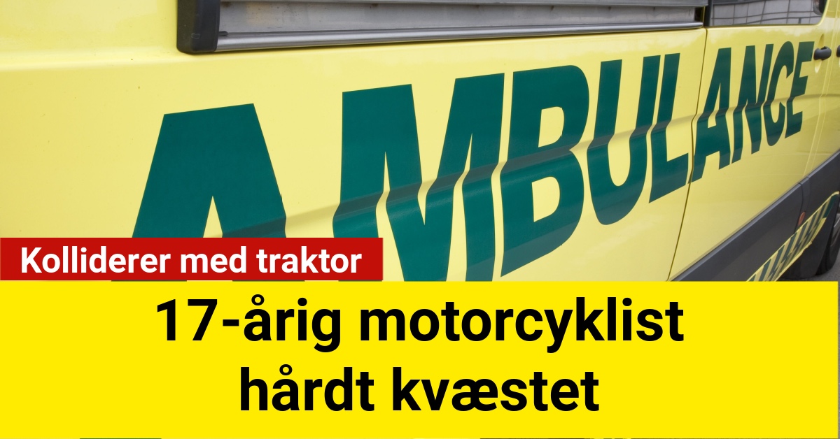 17-årig motorcyklist hårdt kvæstet - Kolliderer med traktor