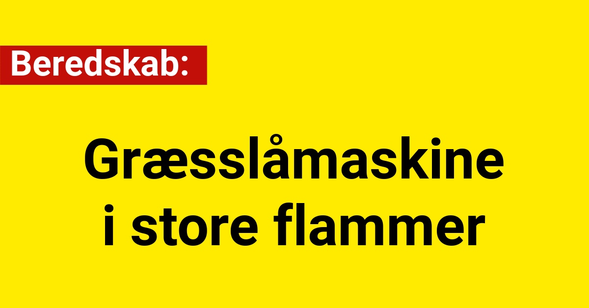 Græsslåmaskine i store flammer