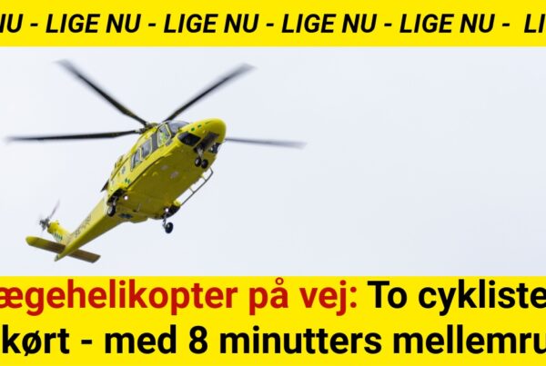 Lægehelikopter på vej: To cyklister påkørt - med 8 minutters mellemrum
