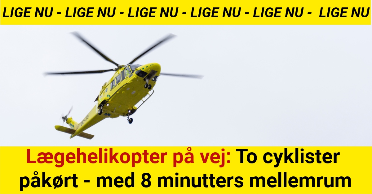 Lægehelikopter på vej: To cyklister påkørt - med 8 minutters mellemrum