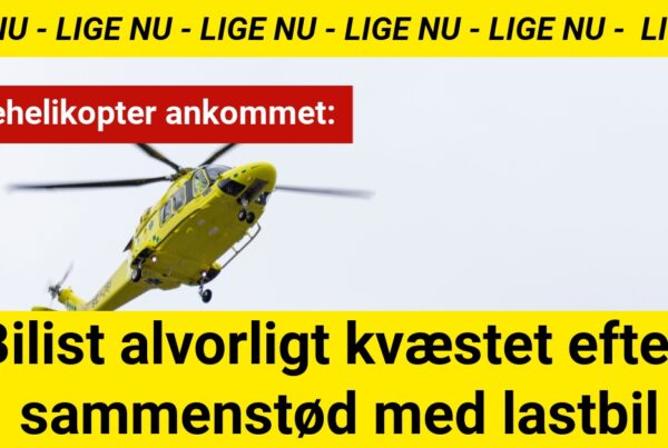 Bilist alvorligt kvæstet efter sammenstød med lastbil: Lægehelikopter ankommet