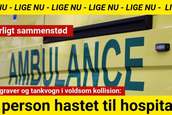 Rendegraver og Tankvogn i Voldsom kollision - Én person hastet til hospitalet