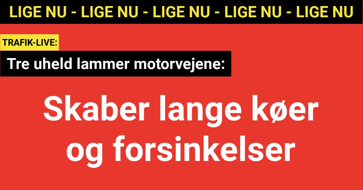 Torsdag eftermiddag ramte tre uheld de danske motorveje, hvilket har ført til omfattende kødannelser, især på Vestmotorvejen mellem Sorø og Slagelse Ø.