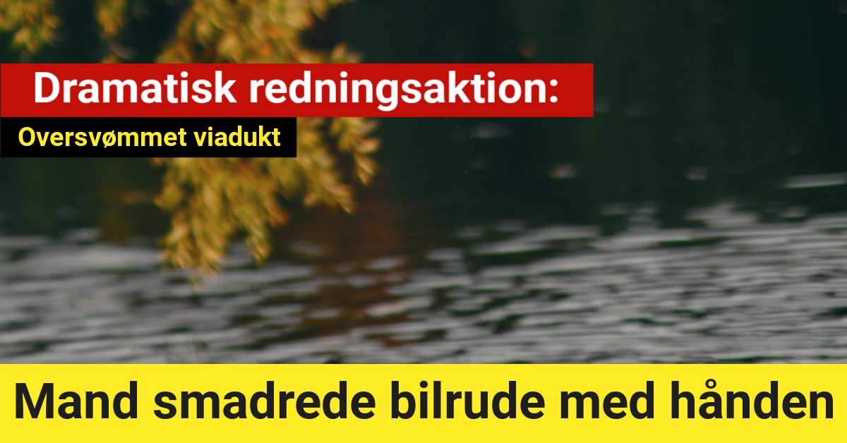 Dramatisk redning ved oversvømmet viadukt: Mand smadrer bilrude med hånden