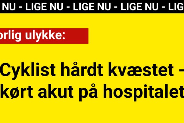 Alvorlig ulykke: Cyklist hårdt kvæstet - kørt akut på hospitalet