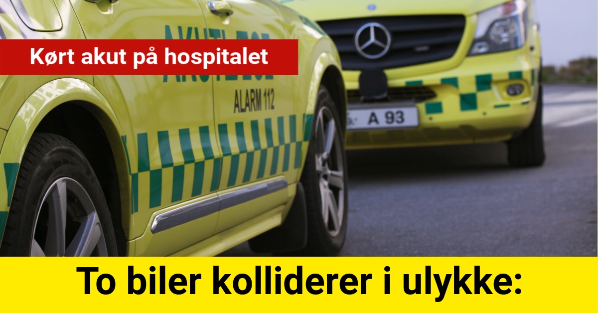 To biler kolliderer i ulykke: Kørt akut på hospitalet