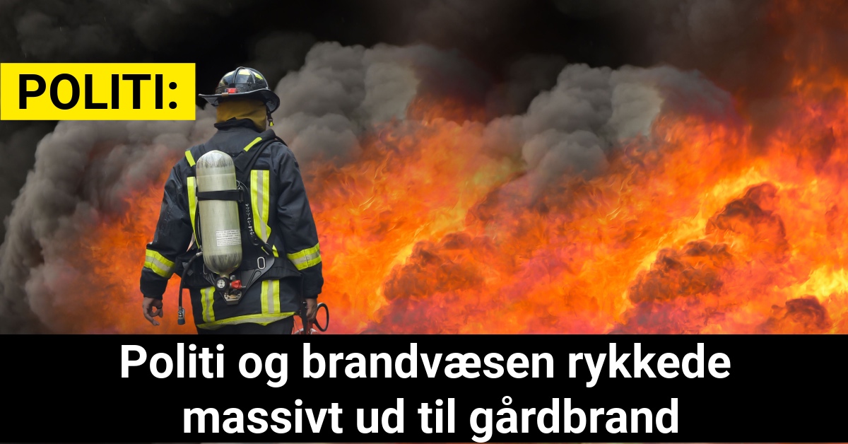 Politi og brandvæsen rykkede massivt ud til gårdbrand