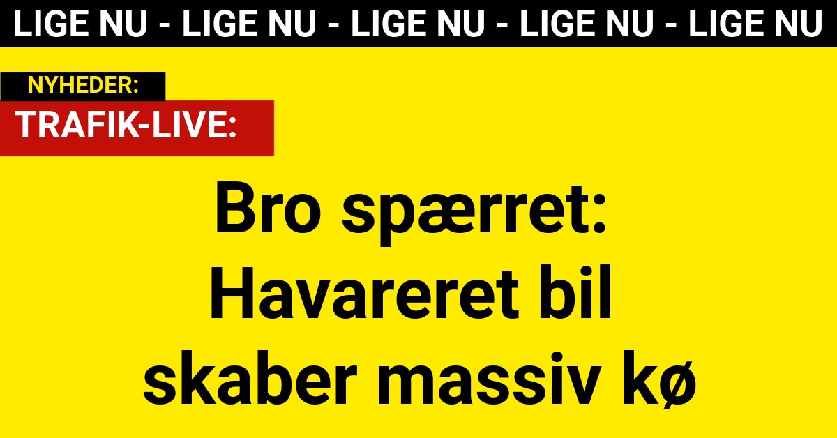 Bro spærret: Havareret bil skaber massiv kø