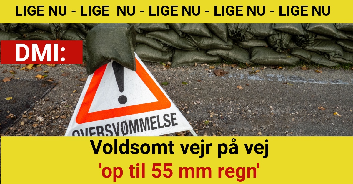 DMI: Voldsomt vejr på vej - op til 55 mm regn