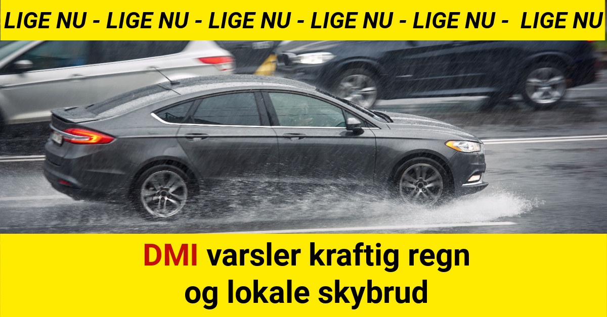 DMI varsler kraftig regn og lokale skybrud