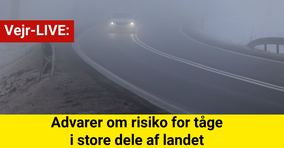 Vejr-LIVE: Advarer om risiko for tåge i store dele af landetVejr-LIVE: Advarer om risiko for tåge i store dele af landet