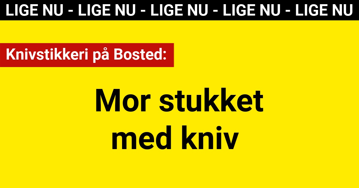 Knivstikkeri på Bosted: Mor stukket med kniv