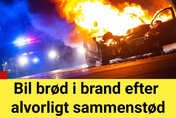 Bil brød i brand efter alvorligt sammenstød